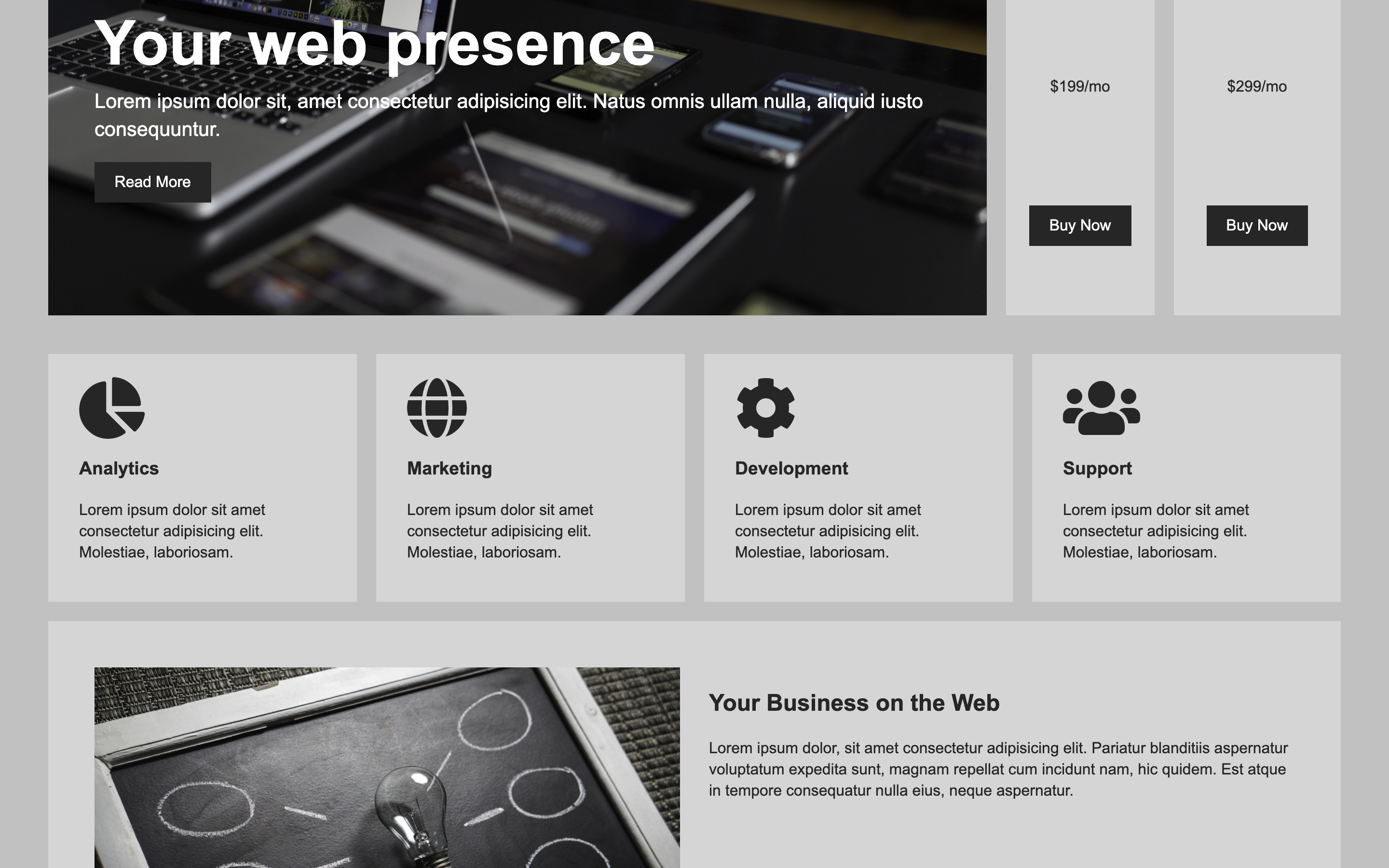Mockup website for a business to use