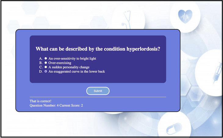 this is a live screenshot of Kris' QuizApp